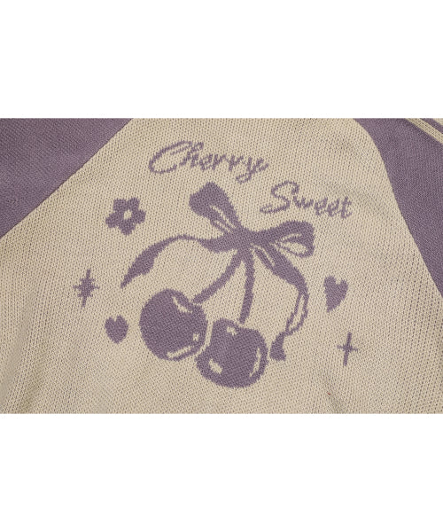 2-WAY CHERRY KNIT ZIP-UP - 2 COLORS PURPLE