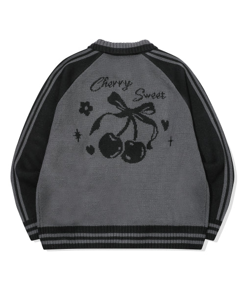 2-WAY CHERRY KNIT ZIP-UP - 2 COLORS BLACK