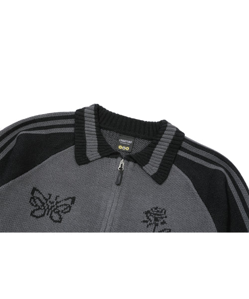 2-WAY CHERRY KNIT ZIP-UP - 2 COLORS BLACK