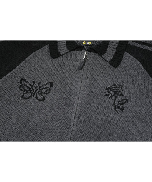 2-WAY CHERRY KNIT ZIP-UP - 2 COLORS BLACK