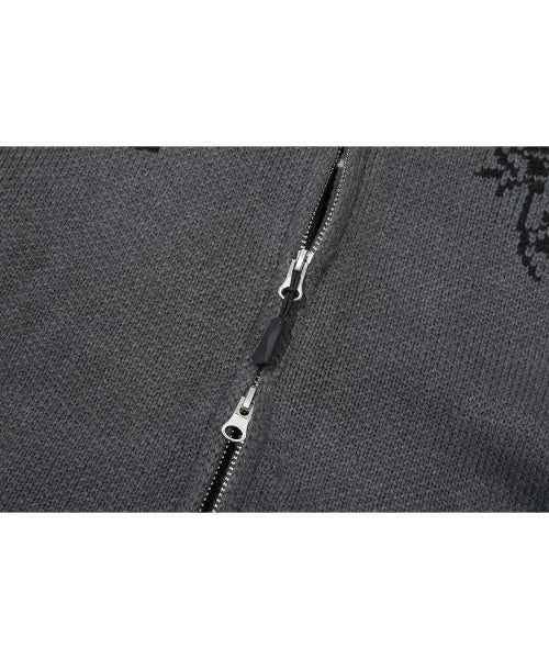 2-WAY CHERRY KNIT ZIP-UP - 2 COLORS BLACK