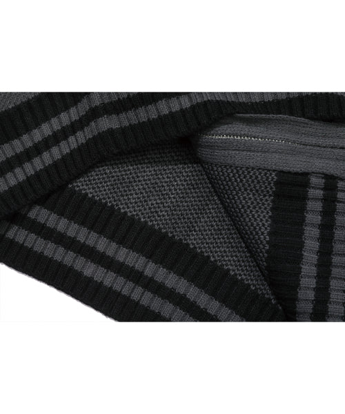2-WAY CHERRY KNIT ZIP-UP - 2 COLORS BLACK