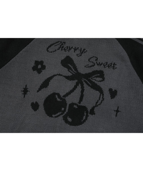 2-WAY CHERRY KNIT ZIP-UP - 2 COLORS BLACK