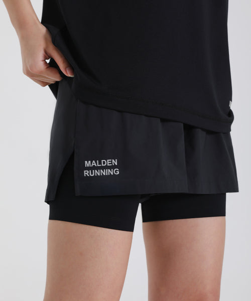 WOMEN REFLECTIVE 2IN1 RUNNING SHORTS BLACK