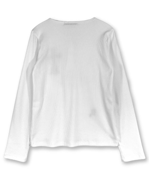 GOTHIC CROSS HENLEY NECK LONG SLEEVE - 3 COLORS IVORY