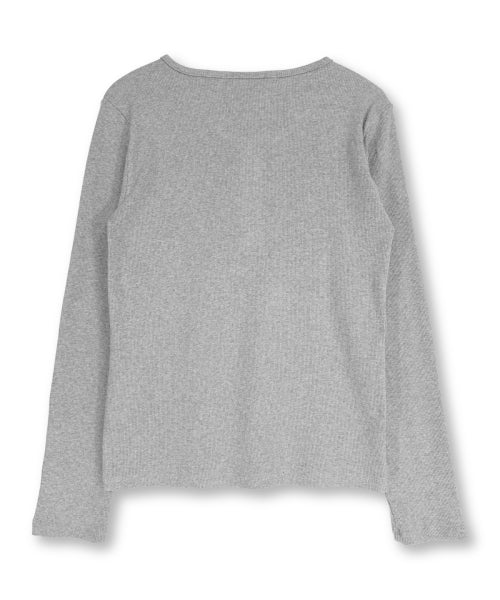GOTHIC CROSS HENLEY NECK LONG SLEEVE - 3 COLORS GREY