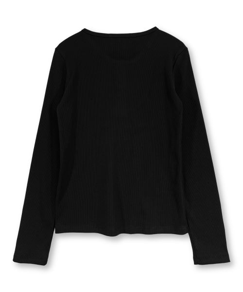 GOTHIC CROSS HENLEY NECK LONG SLEEVE - 3 COLORS BLACK