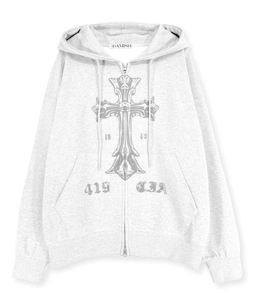 TEE CROSS HOODIE - 3 COLORS WHITE