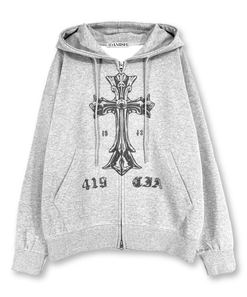 TEE CROSS HOODIE - 3 COLORS GREY