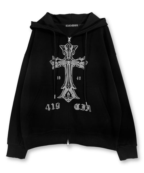 TEE CROSS HOODIE - 3 COLORS BLACK