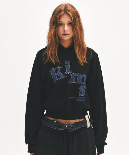 MESSY DENIM APP HOODIE - 2 COLORS BLACK