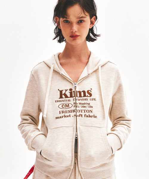 EVERYDAY BAM LOGO ZIP HOODIE - 3 COLORS OATMEAL