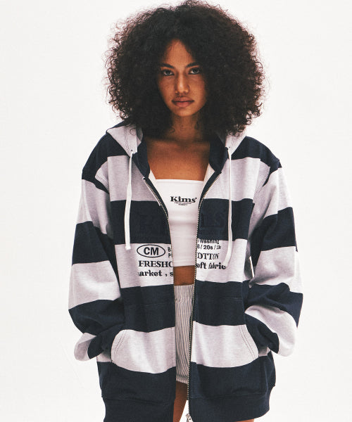 KIMS STRIPE ZIP HOODIE - 3 COLORS NAVY
