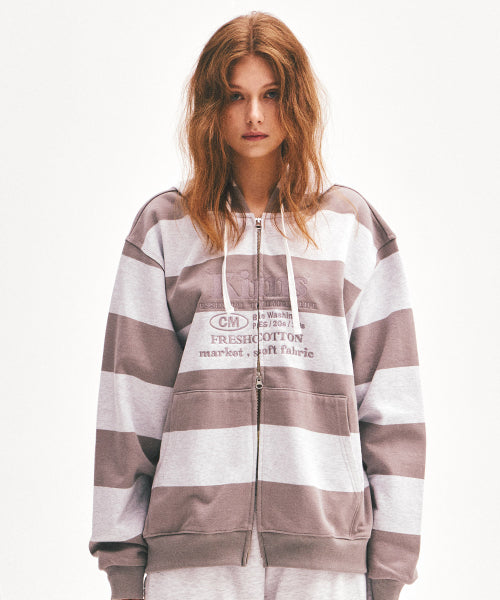KIMS STRIPE ZIP HOODIE - 3 COLORS GREY