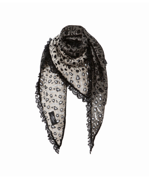 LACE FLEECE SHAWL MUFFLER BAG - 2 COLORS LEOPARD
