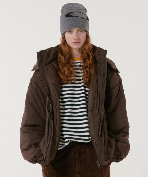LIGHT HOOD PADDED JACKET - 2 COLORS BROWN