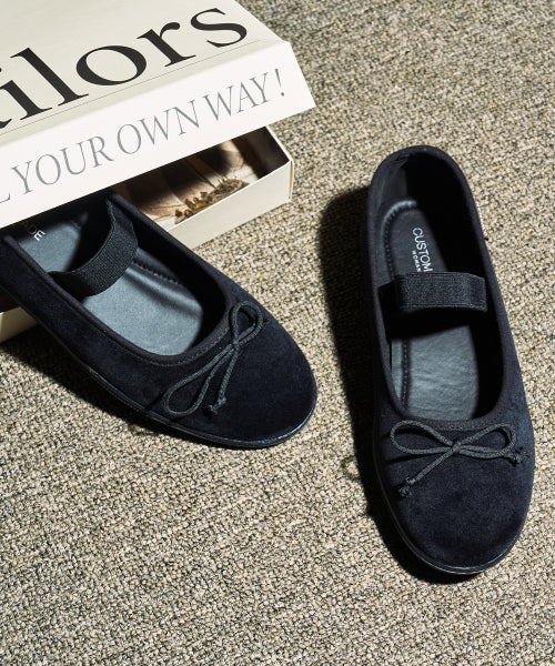 RIBBON MARY JANE FLAT SHOES BLACK