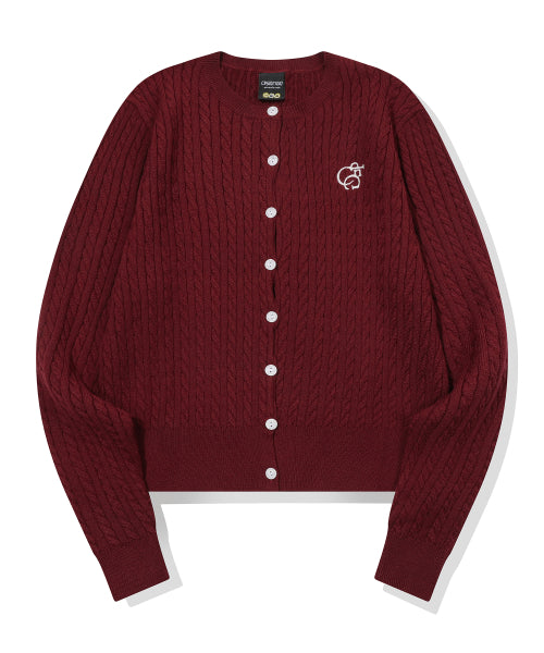 CROP KNIT CARDIGAN - 3 COLORS BURGUNDY