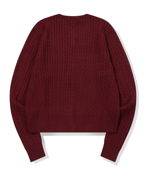 CROP KNIT CARDIGAN - 3 COLORS BURGUNDY