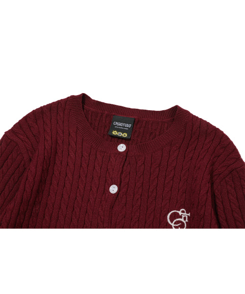 CROP KNIT CARDIGAN - 3 COLORS BURGUNDY
