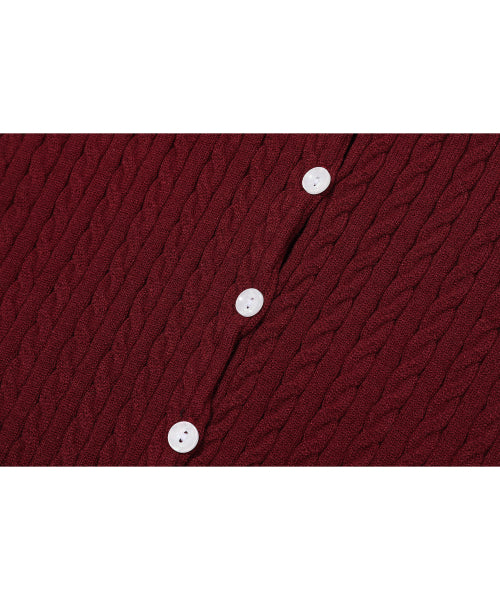 CROP KNIT CARDIGAN - 3 COLORS BURGUNDY