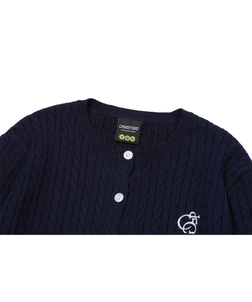 CROP KNIT CARDIGAN - 3 COLORS NAVY