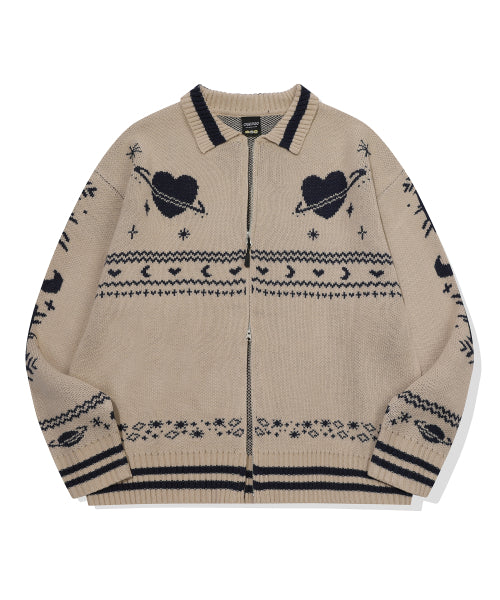 2-WAY ZIP-UP CARDIGAN - 2 COLORS CREAM