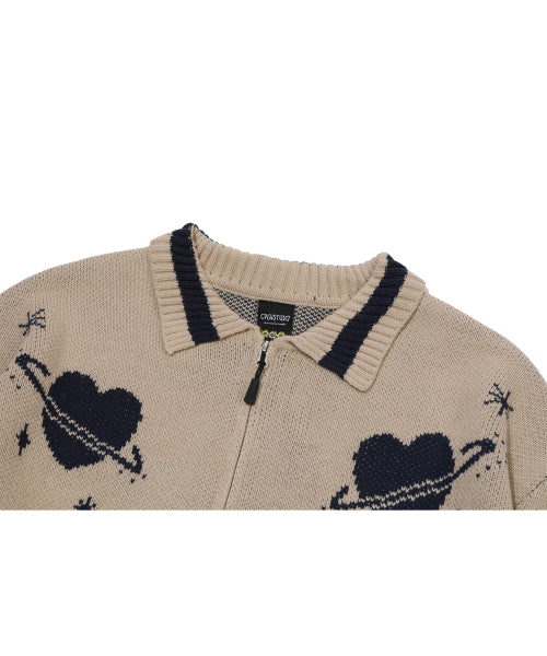 2-WAY ZIP-UP CARDIGAN - 2 COLORS CREAM