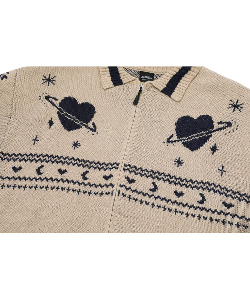 2-WAY ZIP-UP CARDIGAN - 2 COLORS CREAM