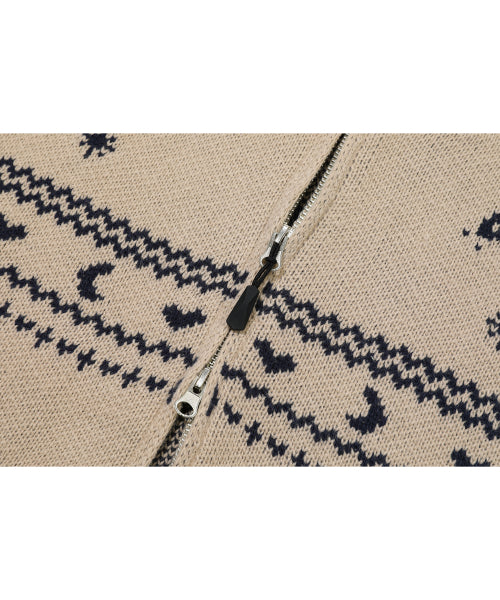 2-WAY ZIP-UP CARDIGAN - 2 COLORS CREAM