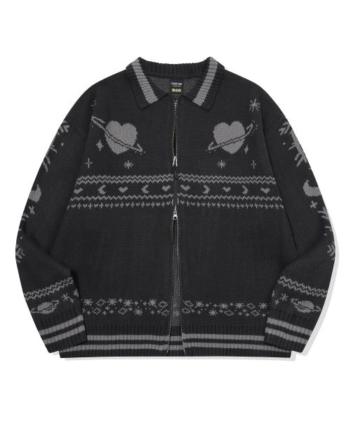 2-WAY ZIP-UP CARDIGAN - 2 COLORS CHARCOAL