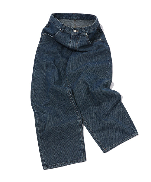 CORDUROY WIDE DENIM PANTS INDIGO