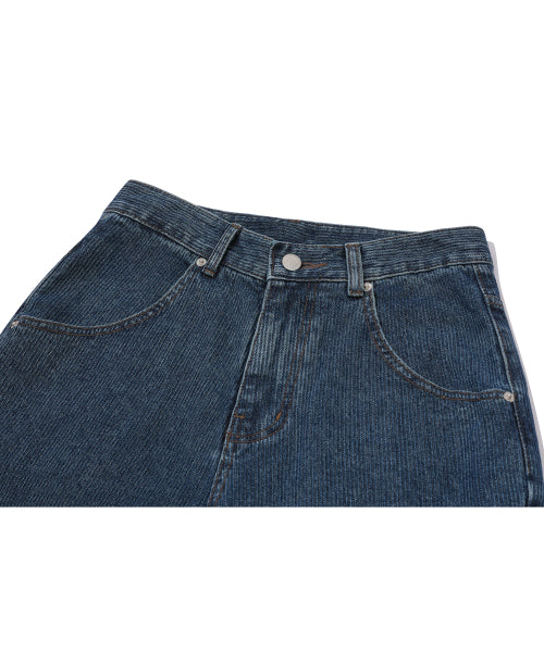 CORDUROY WIDE DENIM PANTS INDIGO