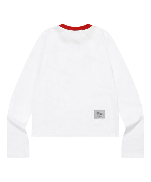 SOLUNA CONTRAST ROUND NECK LONG SLEEVE TEE UNISEX - 4 COLORS BLACK