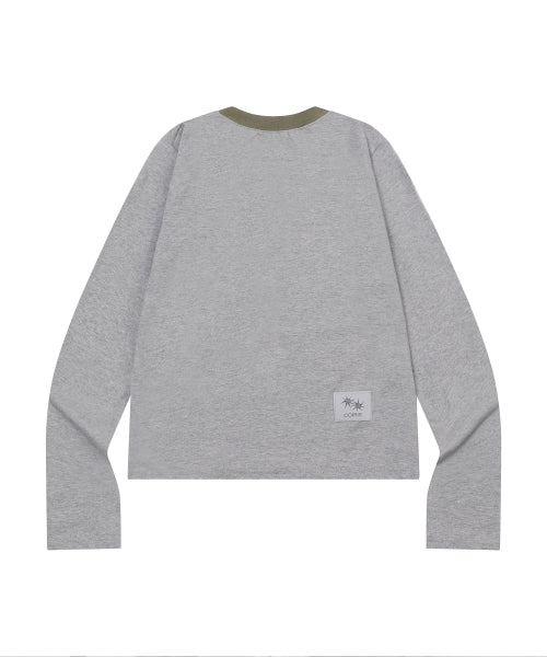 SOLUNA CONTRAST ROUND NECK LONG SLEEVE TEE UNISEX - 4 COLORS BLACK
