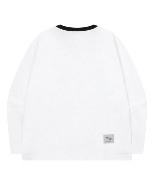 SOLUNA CONTRAST ROUND NECK LONG SLEEVE TEE UNISEX - 4 COLORS BLACK