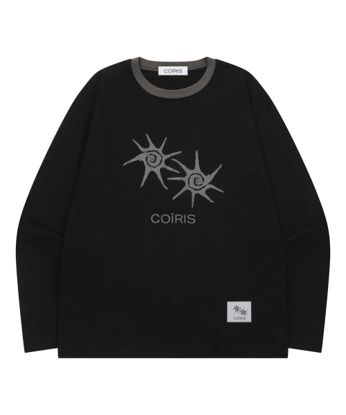 SOLUNA CONTRAST ROUND NECK LONG SLEEVE TEE UNISEX - 4 COLORS BLACK