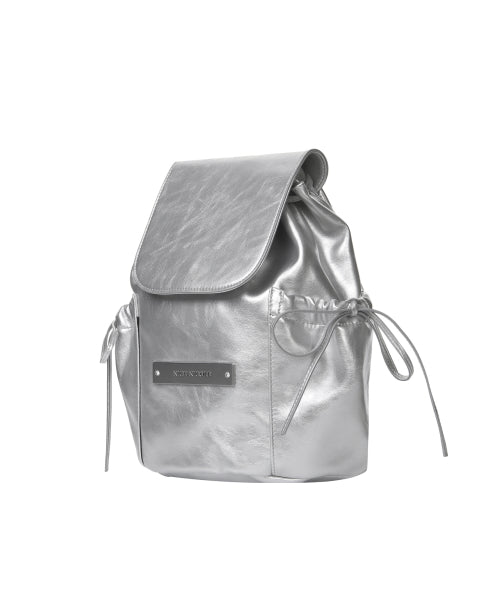 CRYSTAL LEATHER SHIRRING BACKPACK #徐睿知同款! - 2 COLORS SILVER