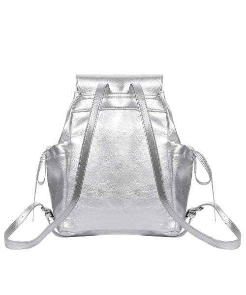 CRYSTAL LEATHER SHIRRING BACKPACK #徐睿知同款! - 2 COLORS SILVER