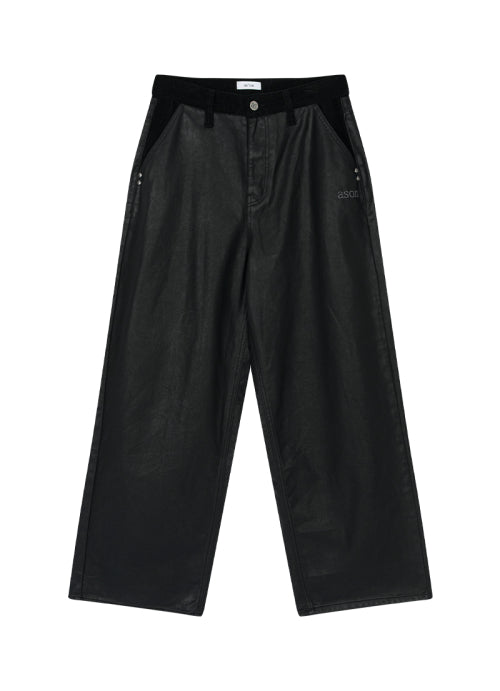 TESS LEATHER MIX CORDUROY PANTS