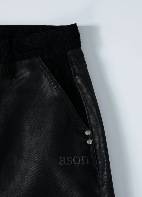 TESS LEATHER MIX CORDUROY PANTS