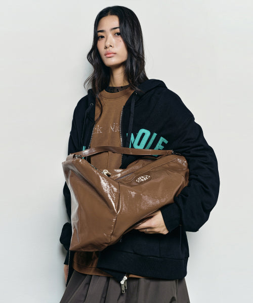 NICOLE MEGA SQUARE SHOULDER BAG #徐睿知同款! - 3 COLORS BROWN