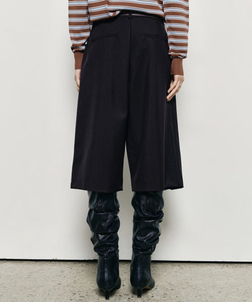 WIDE PINTUCK BERMUDA PANTS #徐睿知同款! - 2 COLORS BLACK