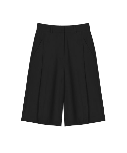 WIDE PINTUCK BERMUDA PANTS #徐睿知同款! - 2 COLORS BLACK