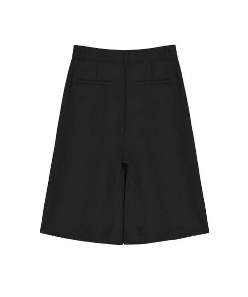 WIDE PINTUCK BERMUDA PANTS #徐睿知同款! - 2 COLORS BLACK