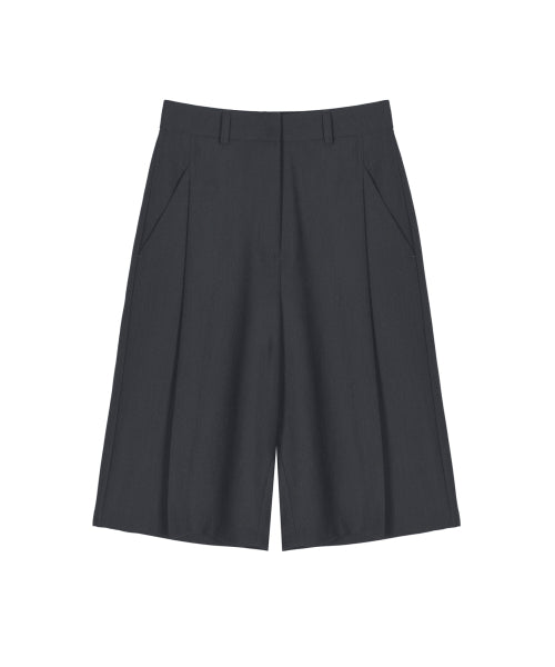 WIDE PINTUCK BERMUDA PANTS #徐睿知同款! - 2 COLORS CHARCOAL