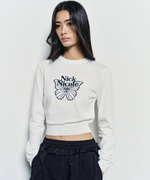 MINI BUTTERFLY SIGNATURE SLEEVE KNIT #徐睿知同款! - 6 COLORS BLACK