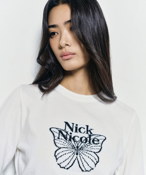 MINI BUTTERFLY SIGNATURE SLEEVE KNIT #徐睿知同款! - 6 COLORS BLACK