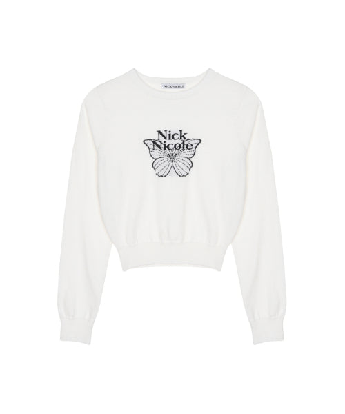 MINI BUTTERFLY SIGNATURE SLEEVE KNIT #徐睿知同款! - 6 COLORS BLACK