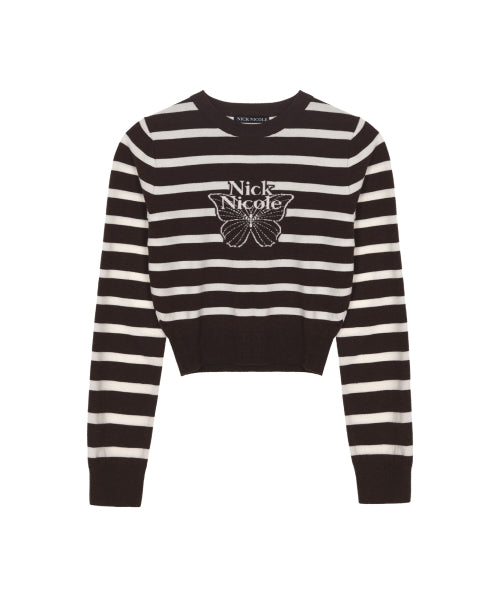 MINI BUTTERFLY SIGNATURE STRIPE KNIT #徐睿知同款! - 4 COLORS BROWN